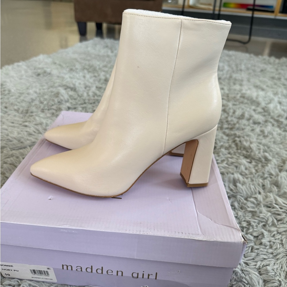 Madden Girl Off-White Heeled Boots